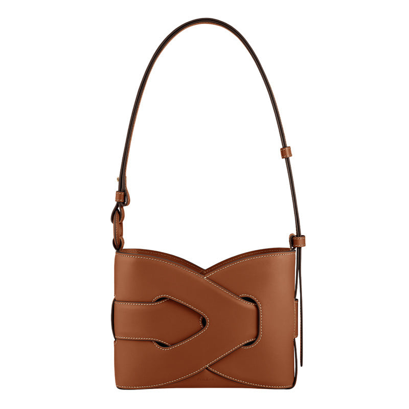 Women's High-grade Genuine Leather Geometric Design Niche Shoulder Bags