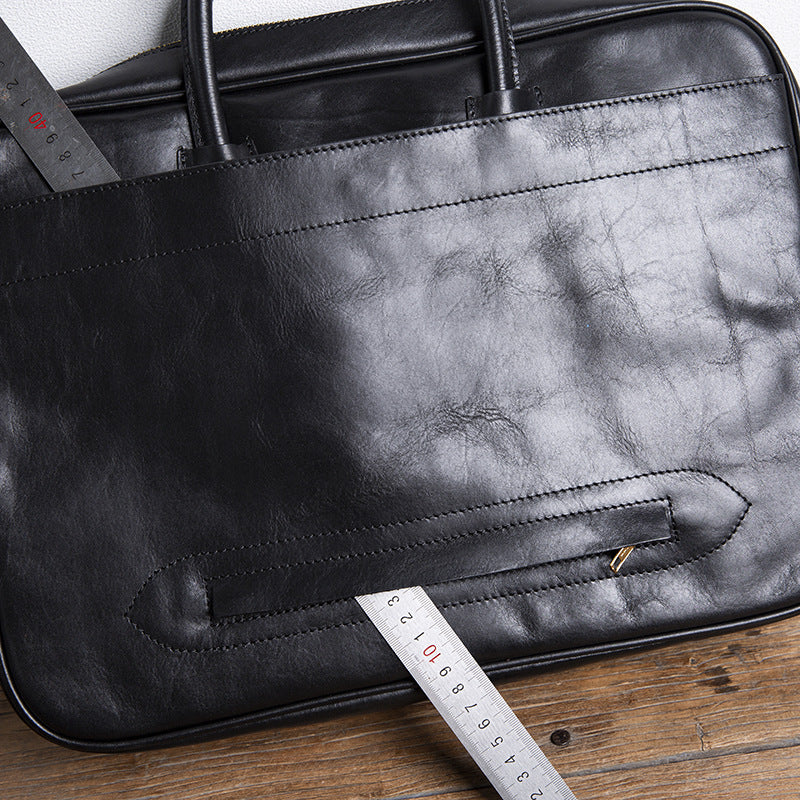 Men's Portable Genuine Leather Retro Commuter Business Bags