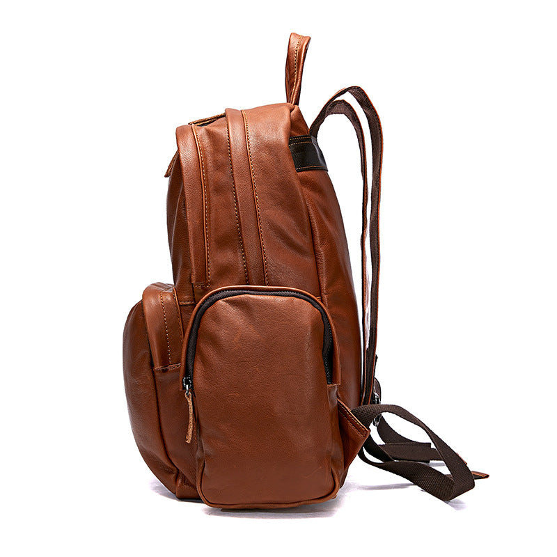 Men's Leather Leisure Large Capacity First Layer Backpacks