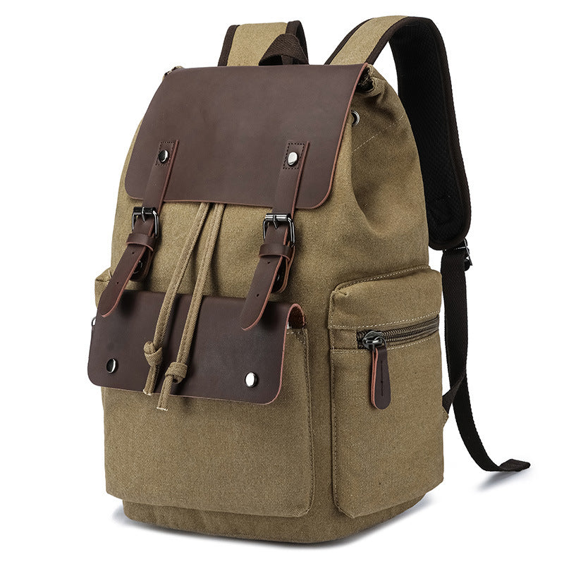 Men's Canvas Pu Leather Business Trip Lightweight Backpacks