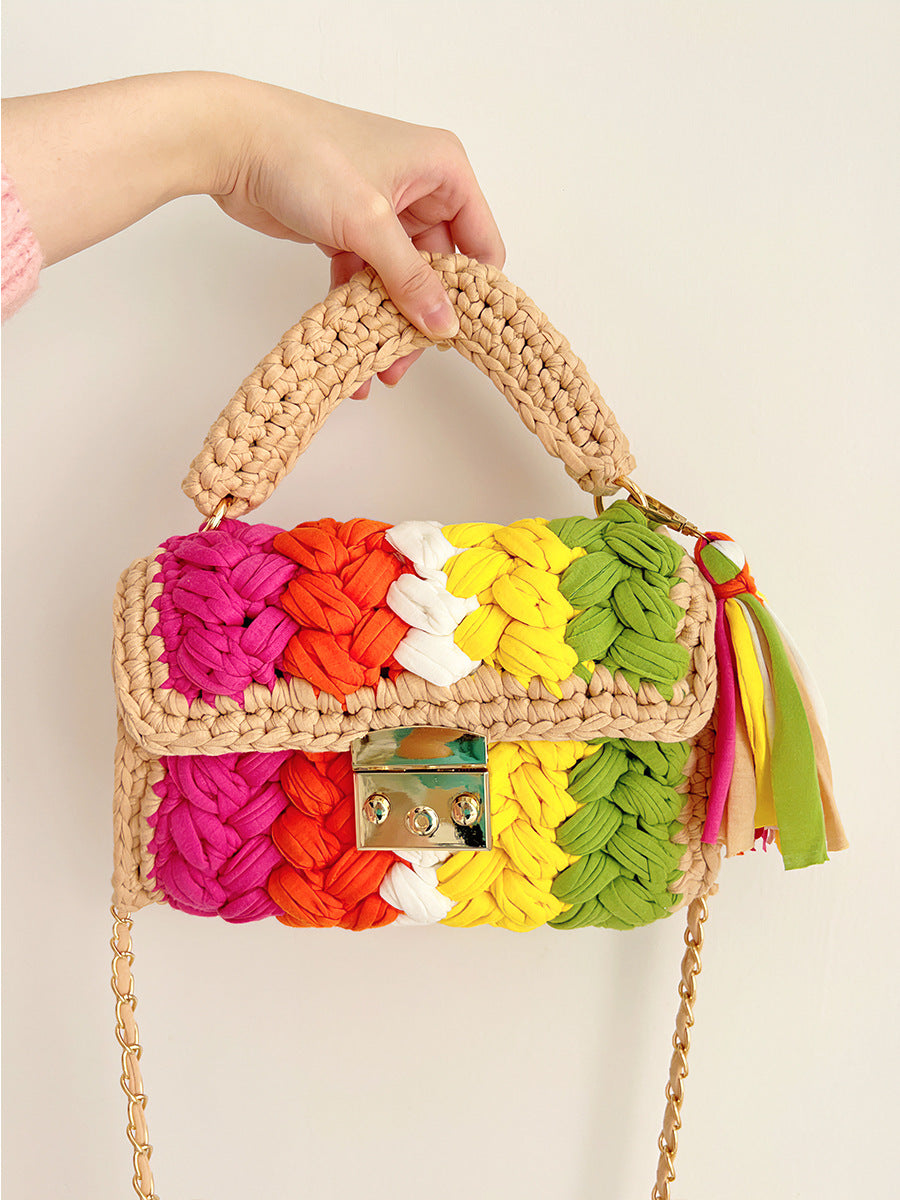 Women's Creative Hand-woven Hook Knitted Tassel Crossbody Bags