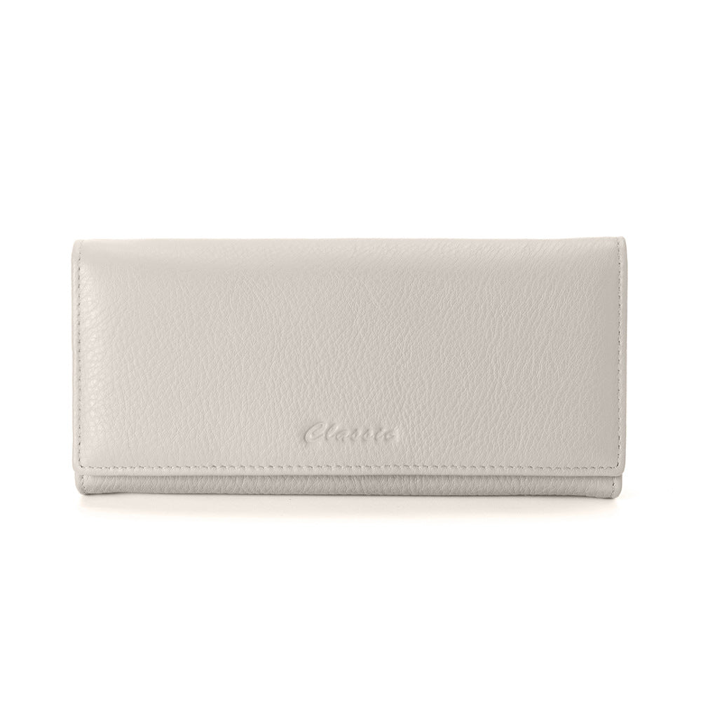 Women's Long Genuine Leather First Layer Cowhide Lychee Pattern Clutch Ladies Wallets