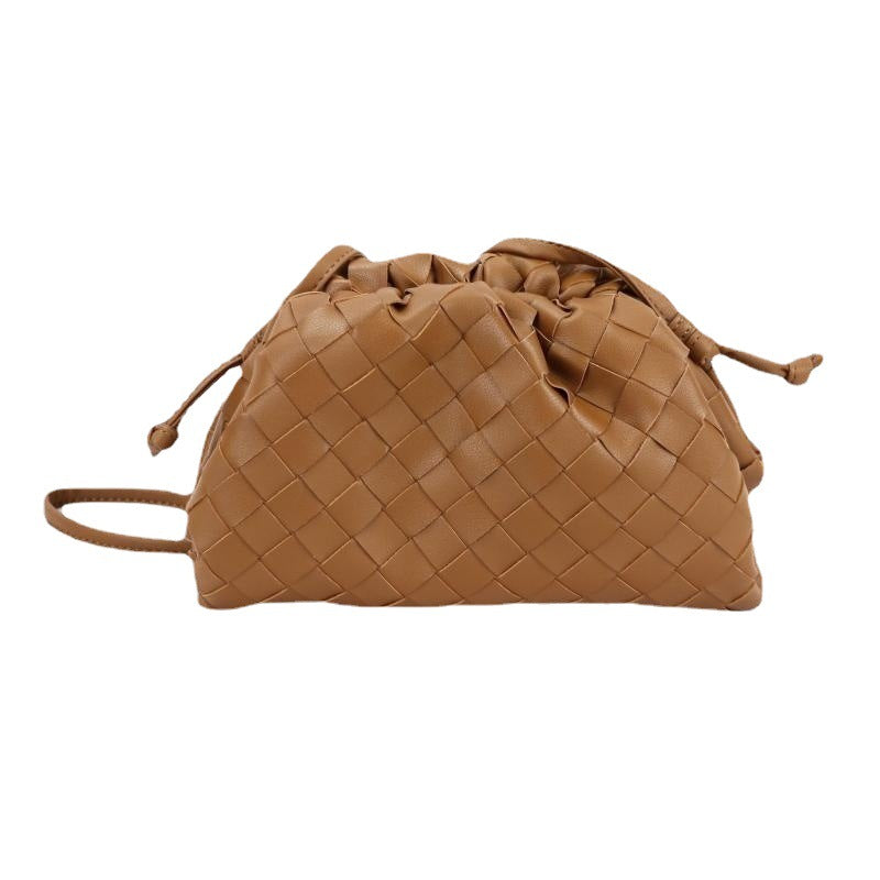 Women's Authentic Leather Weave Pleated Cloud Soft Cow Single Crossbody Bags