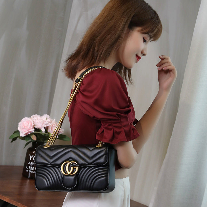 Leather Female Lady Classic Style Chain Crossbody Bags