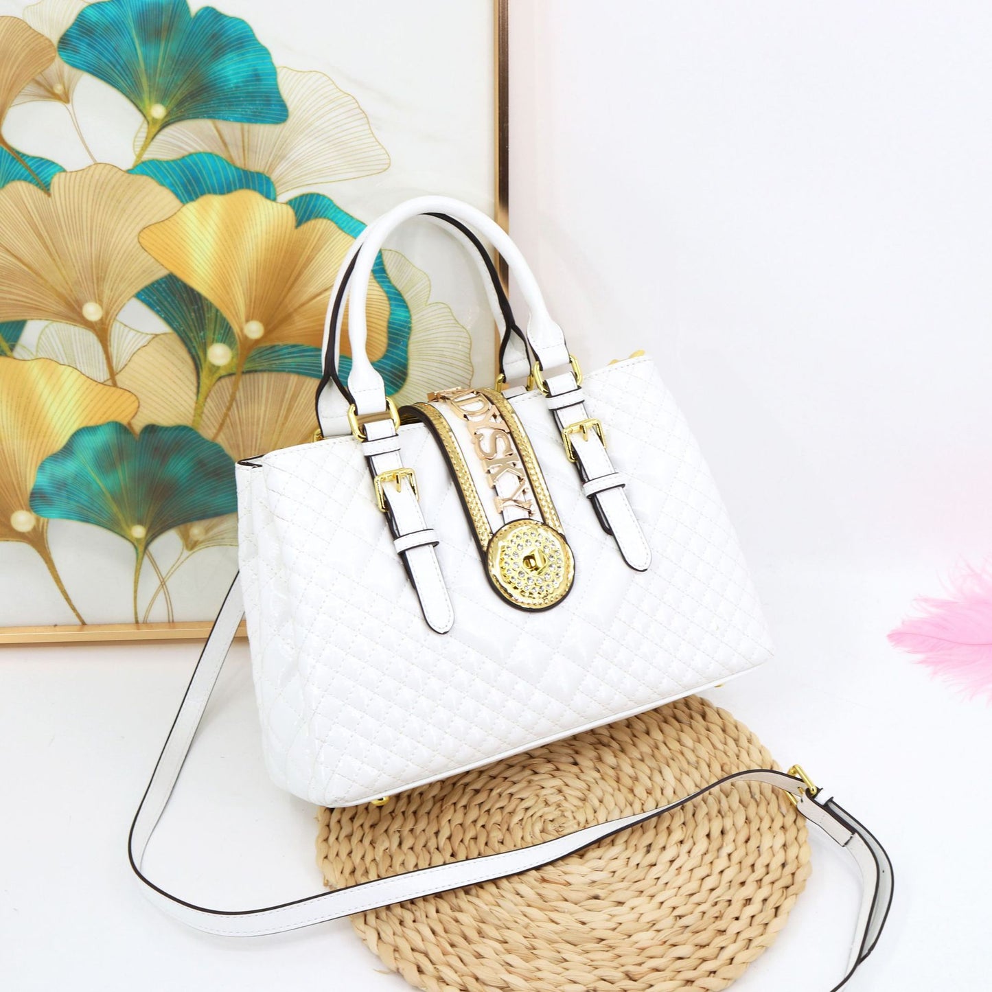 Women's Embroidery Thread Pu Leather Diamond Large Handbags