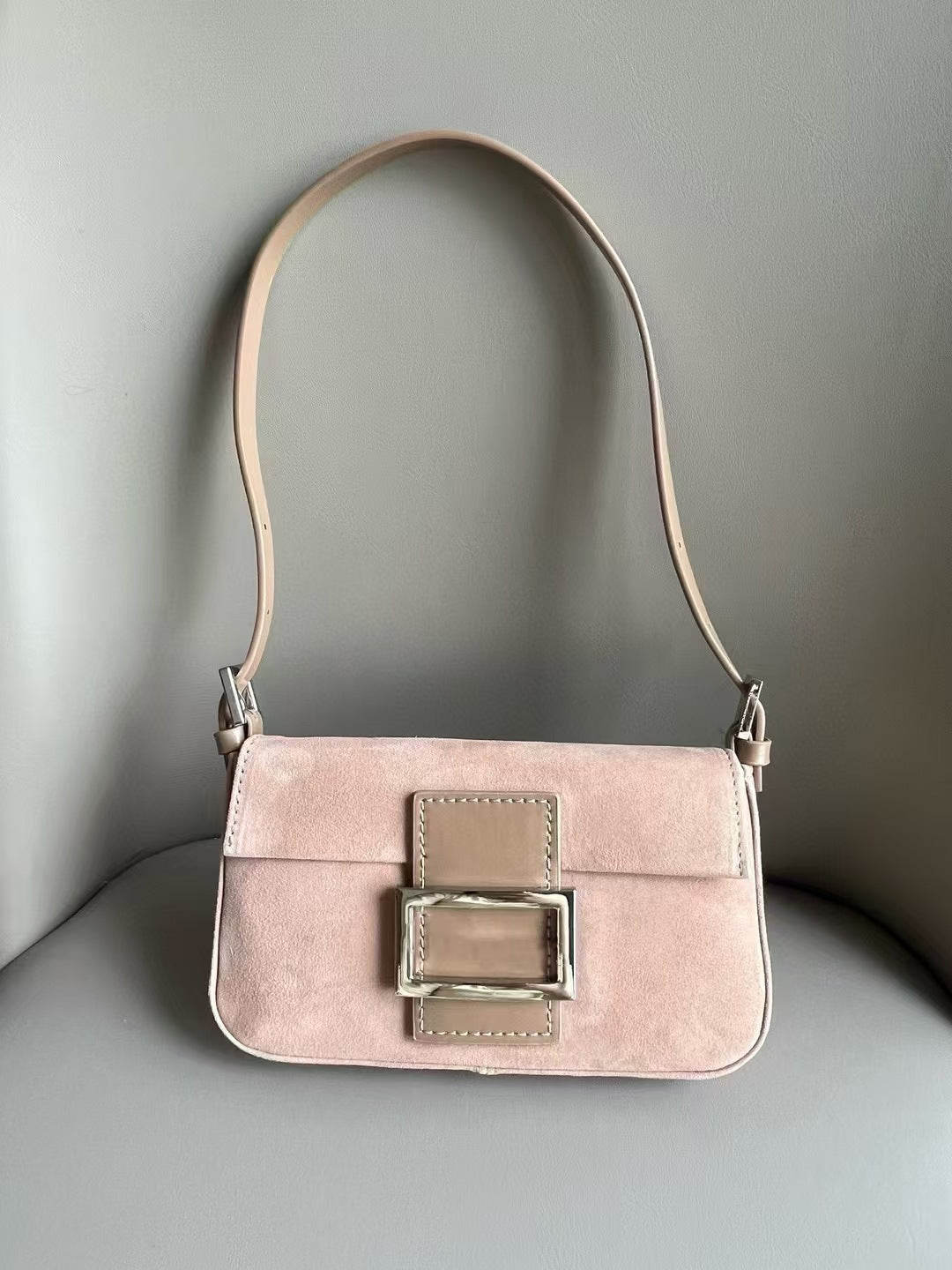 Women's Pink Baguette Mini Portable Retro Underarm Shoulder Bags