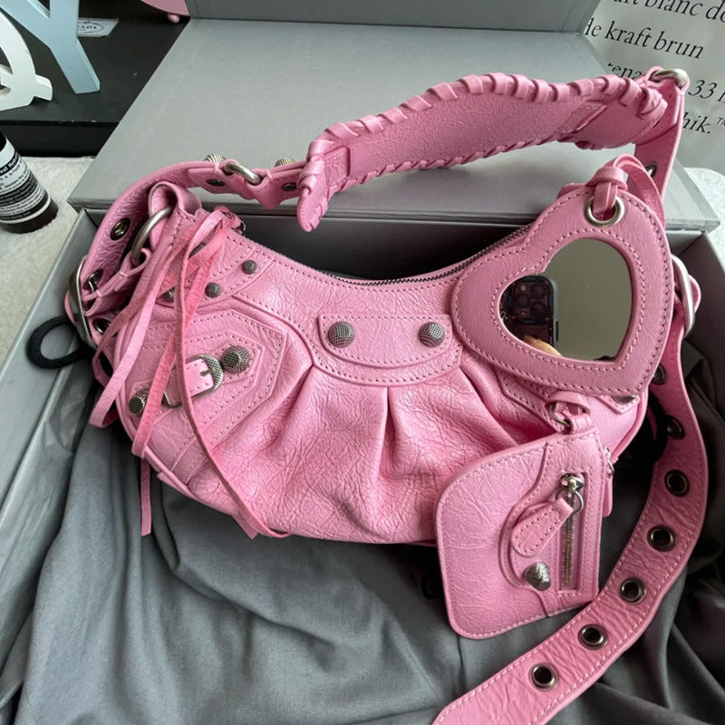 Women's Motorcycle Underarm Rivet Tassel Three-in-one January Shoulder Bags