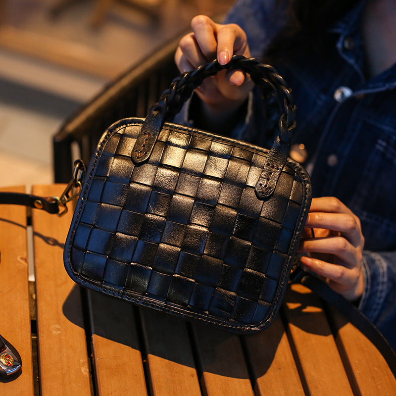 Women's Layer Vegetable Tanning Leather Hand-woven Genuine Bags