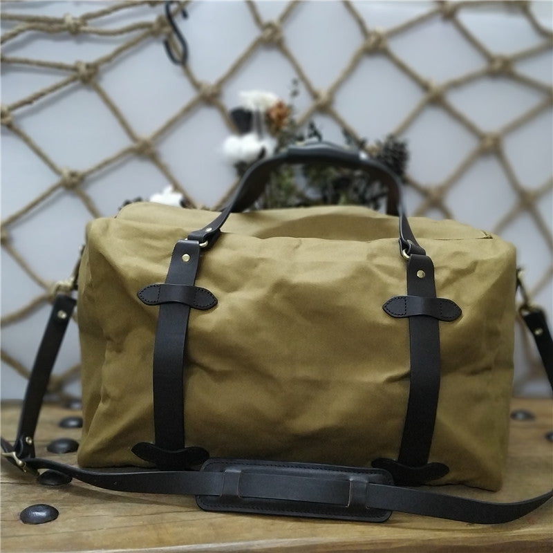 Men's American Waterproof Canvas Traveling Cowhide Medium Men's Handbags