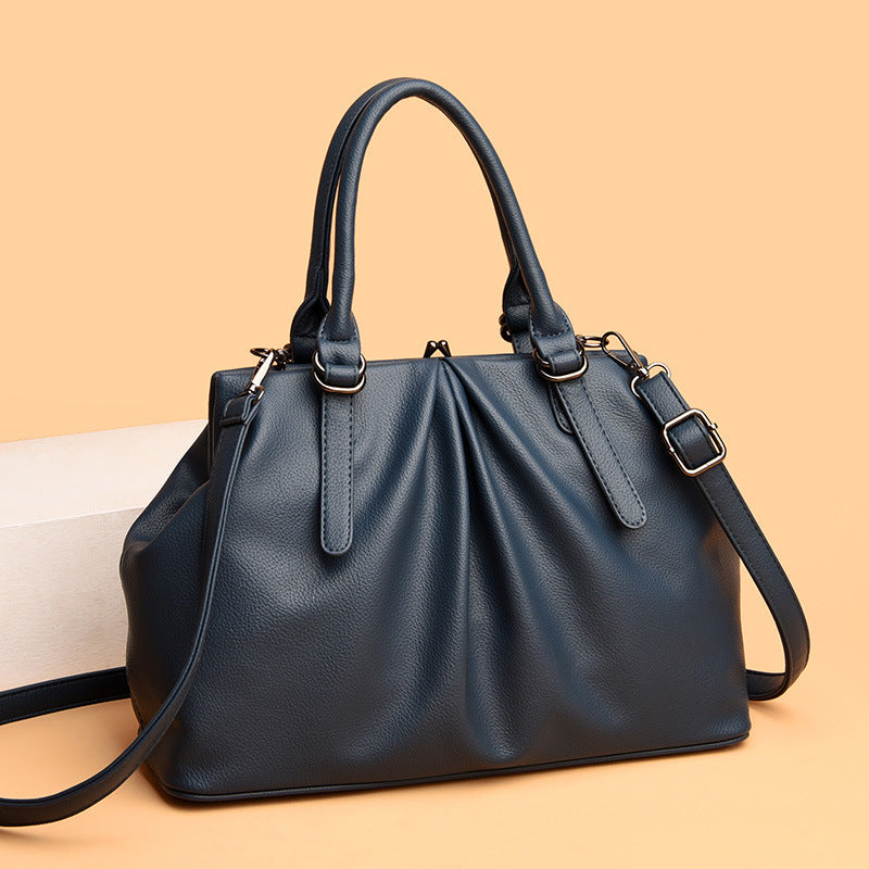 Women's Slouchy Elegant Female Clip Mouth Handbags