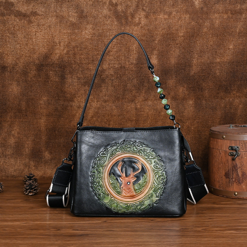 Women's Cowhide Versatile High Quality Underarm Live Crossbody Bags