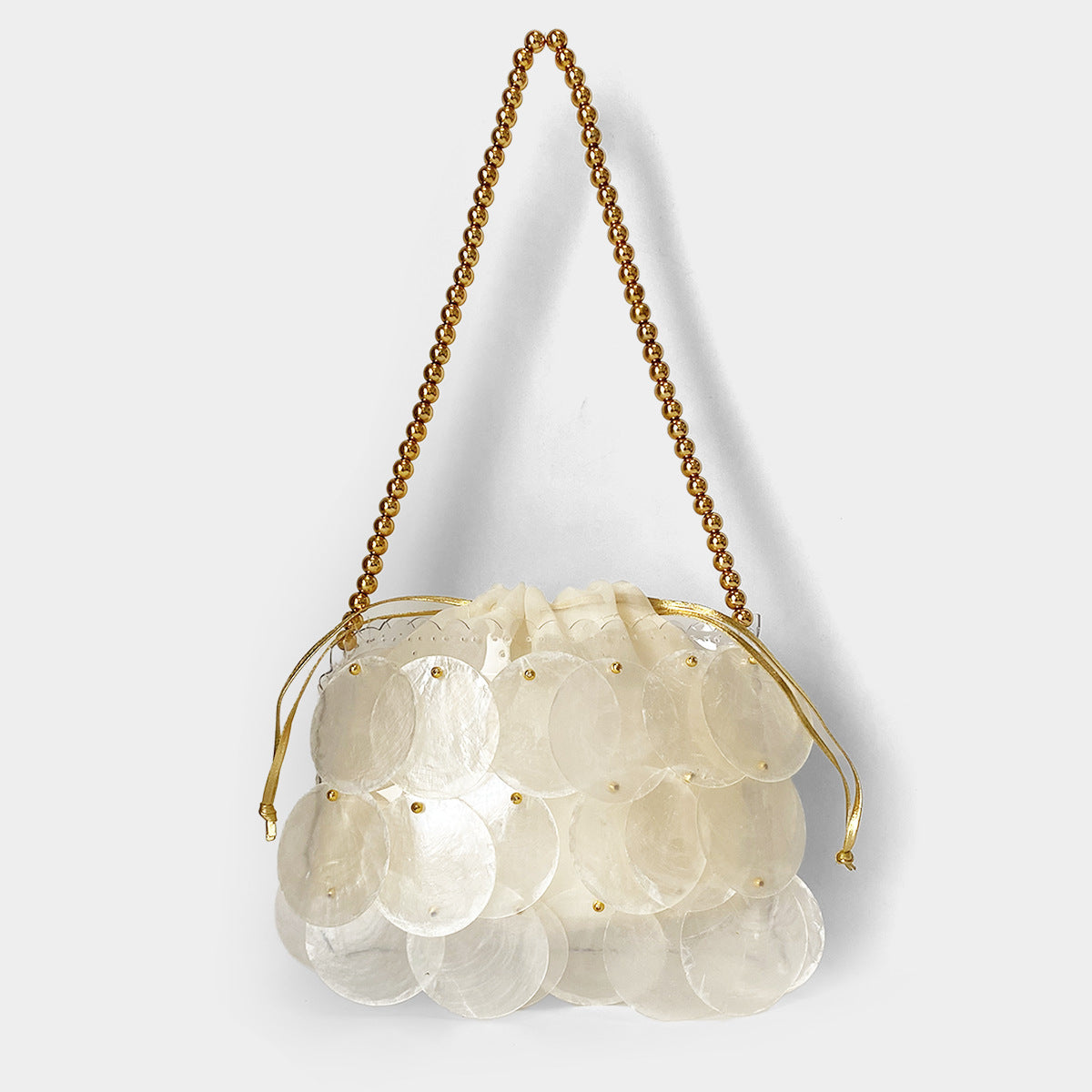 Women's Color Handmade Woven Shell Fashion Beaded Chain Handbags