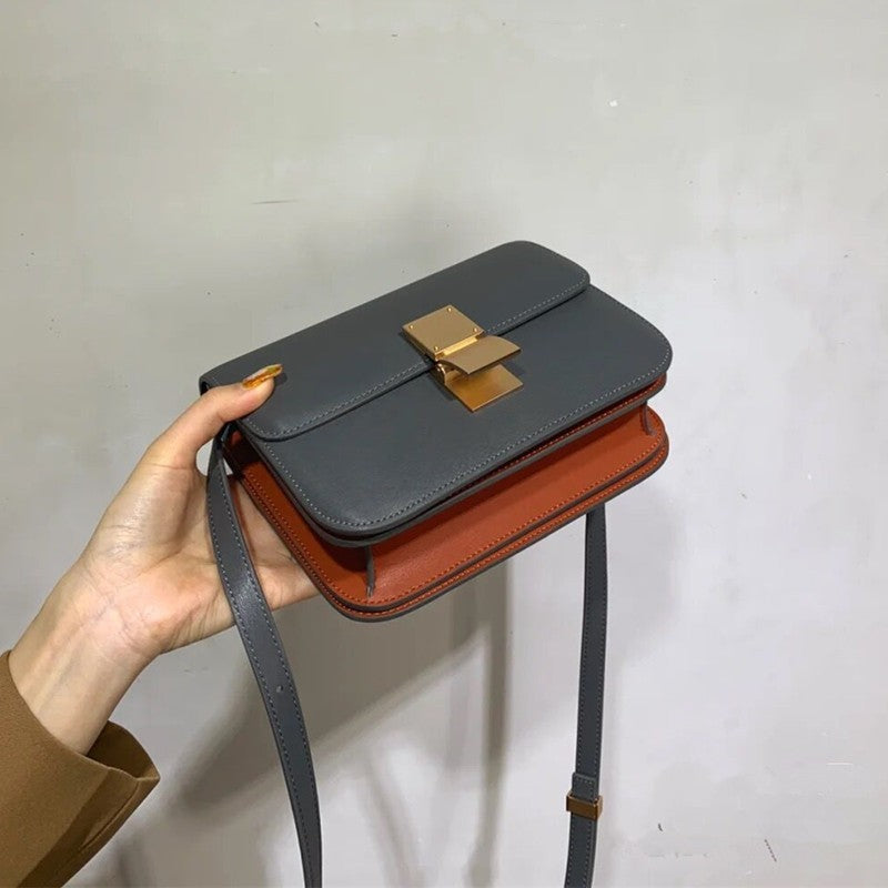 Women's Candy Color Stewardess Cowhide Mini Trendy Shoulder Bags