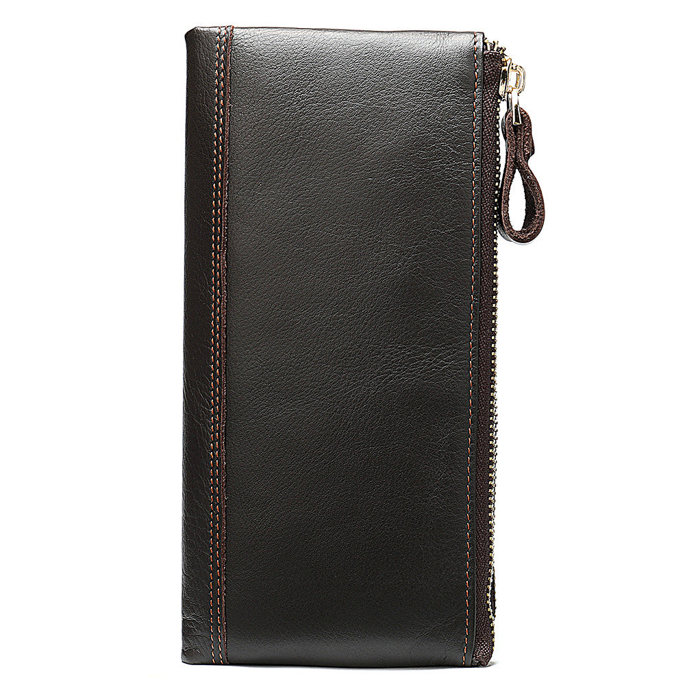 Men's Real Leather Long Portable Versatile Clutch Purses
