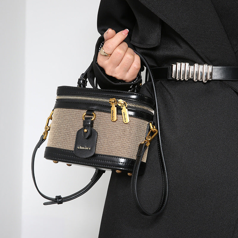 Women's High-grade Design Canvas Box Hand Retro Crossbody Bags