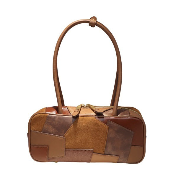 Series Boston Bowling Retro Patchwork First Shoulder Bags
