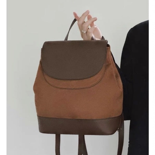 Design Leather Female Contrast Color Versatile Backpacks