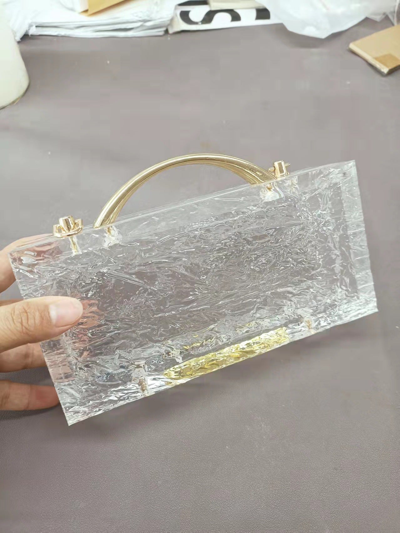 Women's Dinner Ice Crack Transparent Acrylic Evening Bags