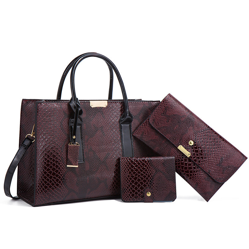 Women's Snakeskin Pattern Fashion Trendy Retro Large Capacity Handbags