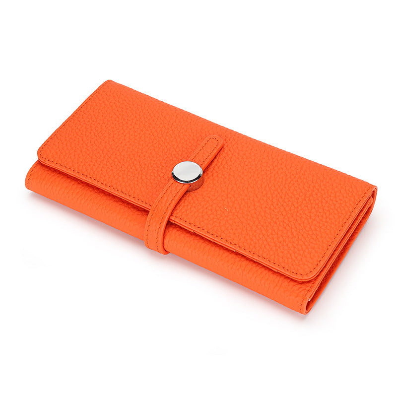 Women's Real Leather Long Large Capacity Pure Purses