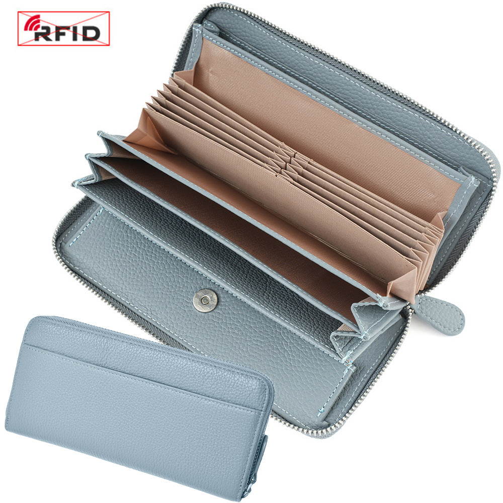 Women's Long Genuine Leather Multiple Slots Large Ladies Wallets