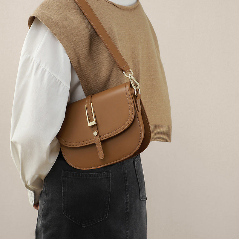 Women's Fashion Genuine Leather Saddle Underarm Crossbody Bags