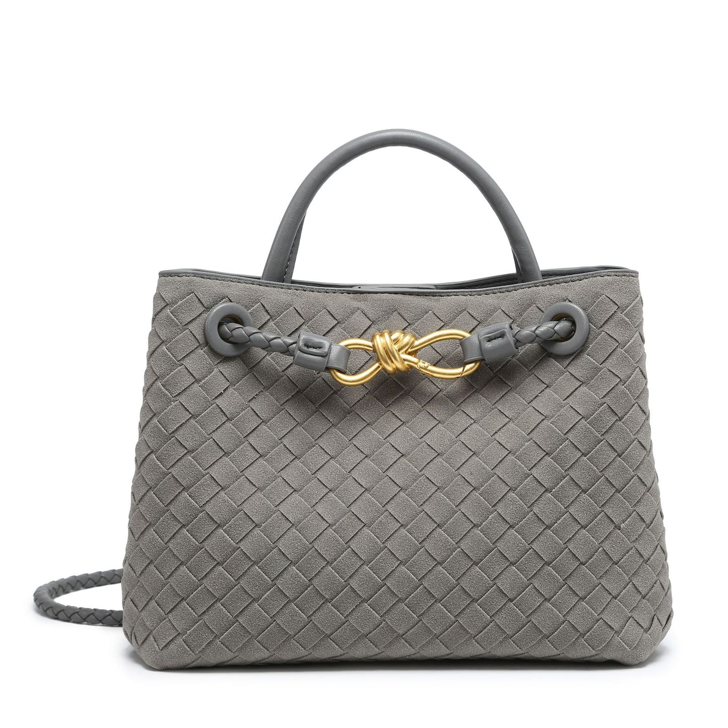 Women's Elegant Suede Vintage Bow Woven Shoulder Bags