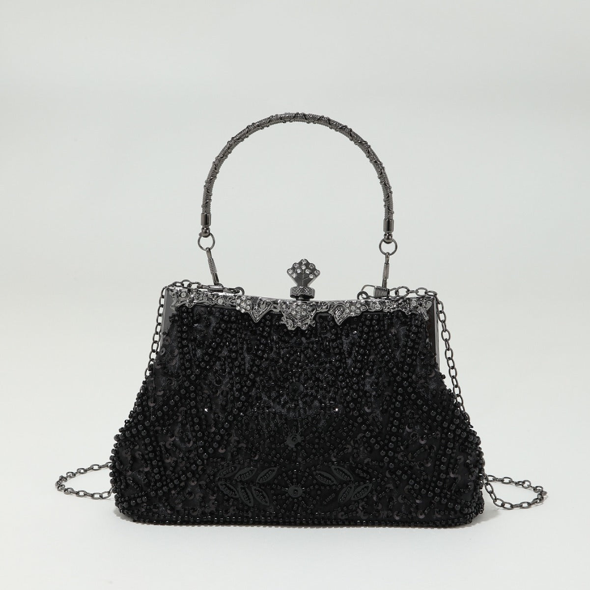 Women's Retro Handmade Pearl Embroidery Beaded Sequins Evening Bags
