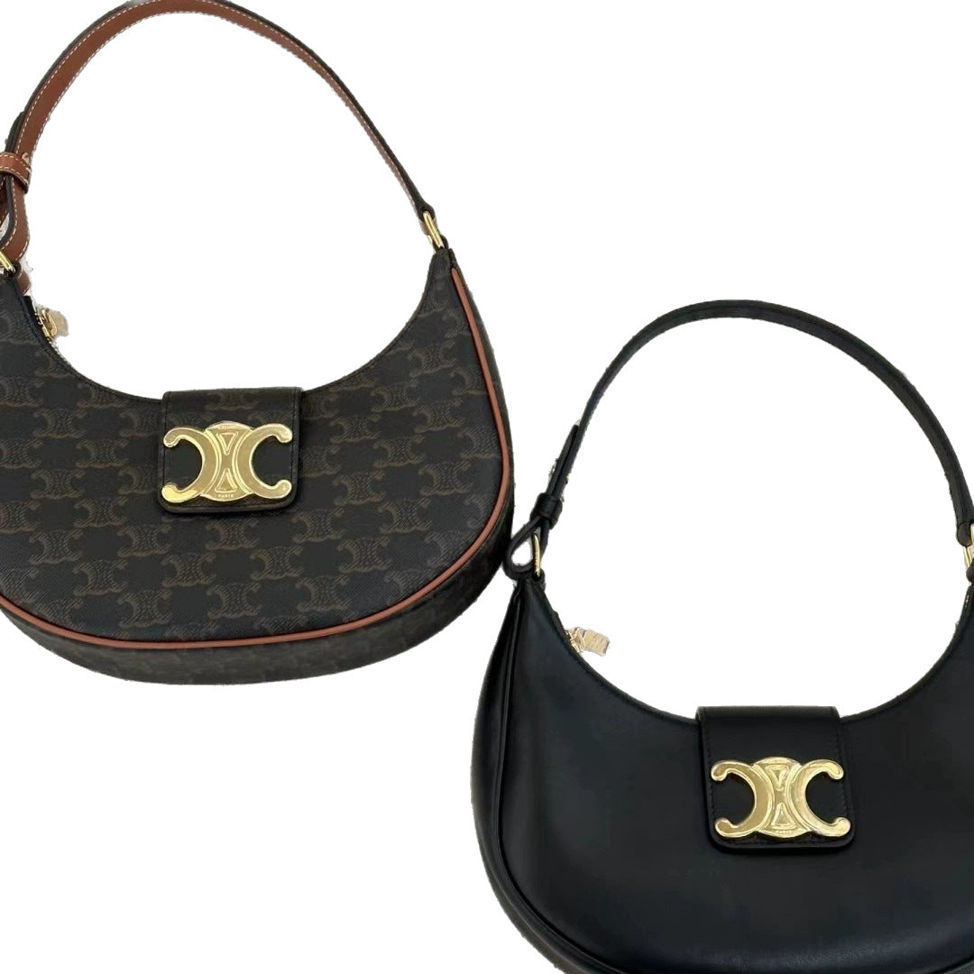 Women's Genuine Leather Underarm Retro Fashion Saddle Bags