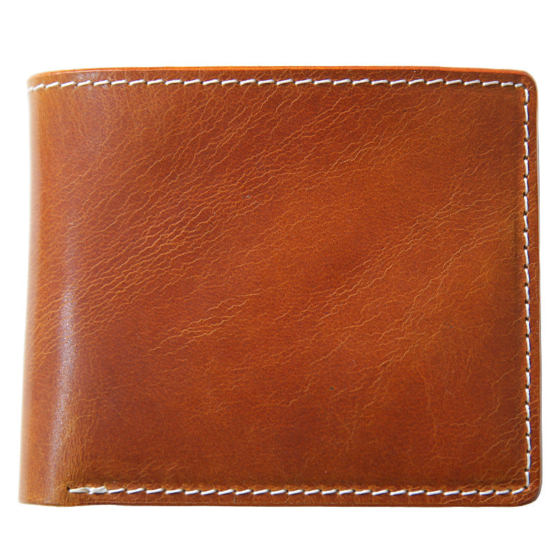 Men's Handmade Vegetable Tanned Leather Short Zip First Layer Men's Wallets