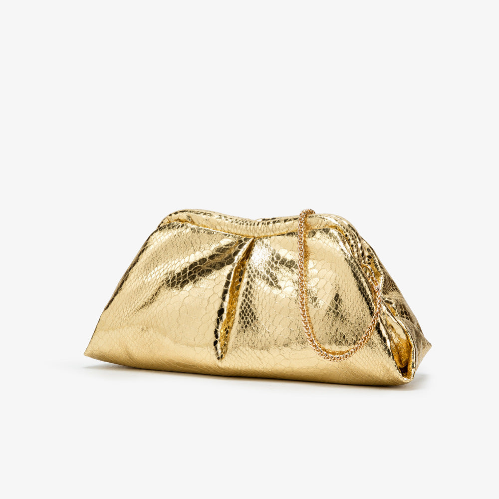Women's Snake Pattern Chain Cloud Clip Dinner Shoulder Bags