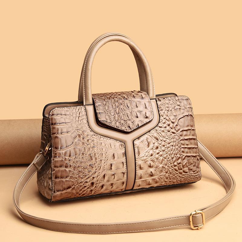 Women's Quality Crocodile Pattern Fashion Retro Large Handbags