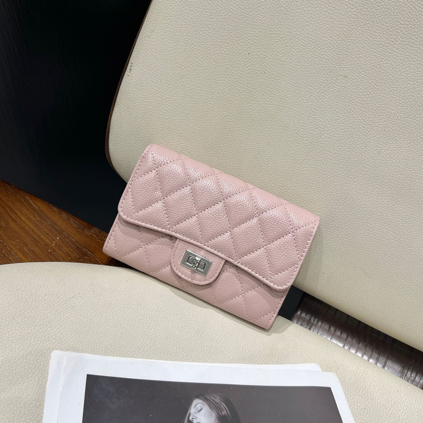 Women's Style Mid-length Leather Rhombus Large Capacity Ladies Wallets