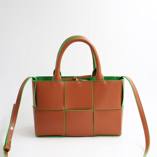 Woven Large Capacity Leather Mummy Commuter Crossbody Bags