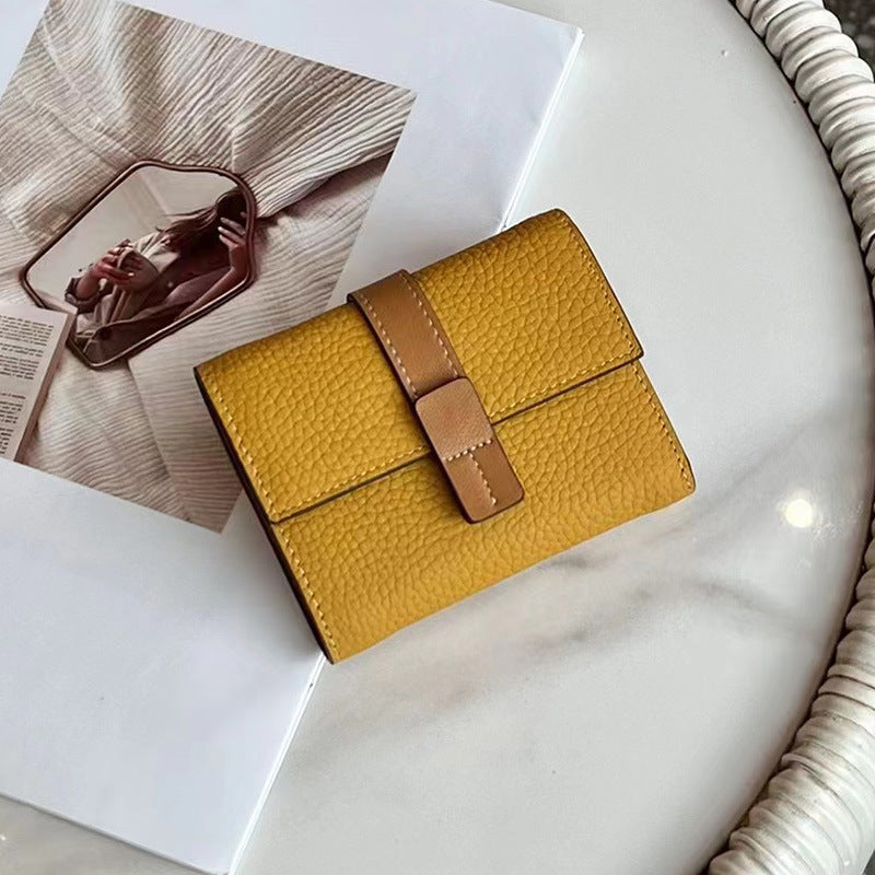 Women's Leather Short Contrast Color First Layer Ladies Wallets
