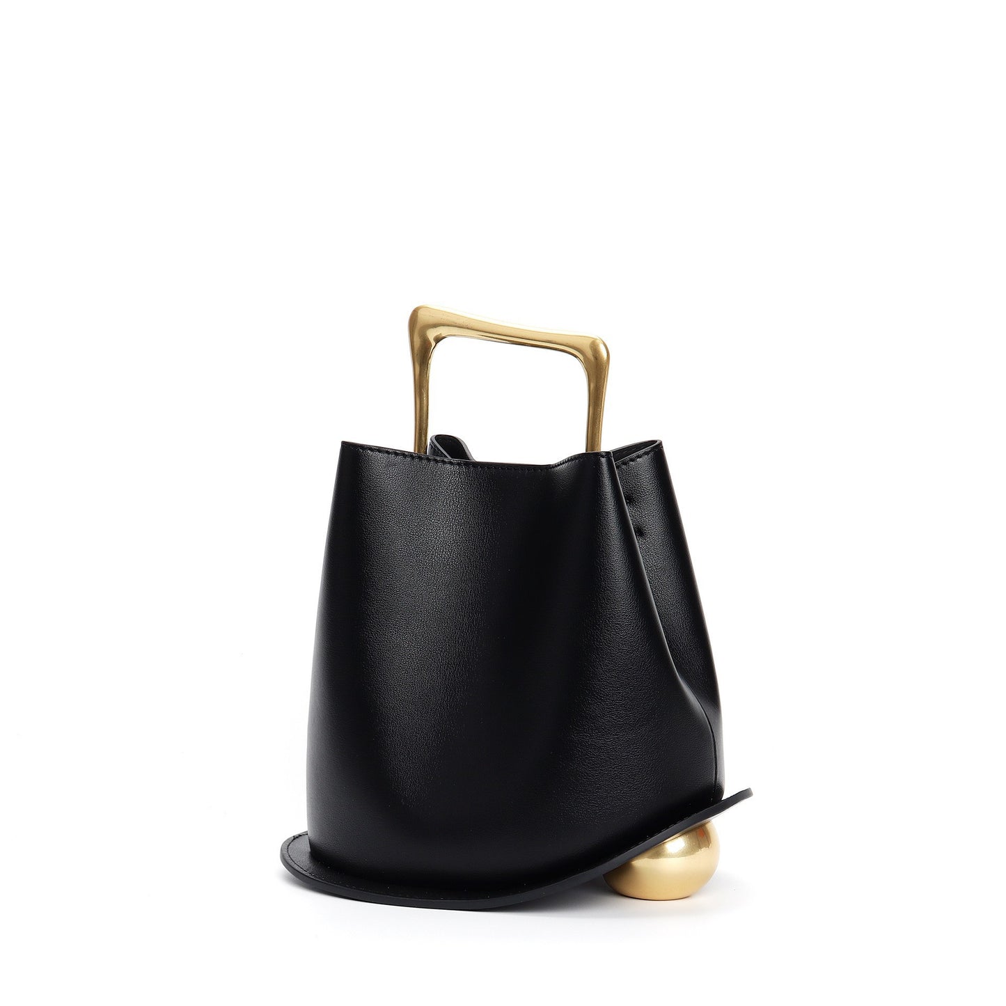 Women's Imported Cowhide Commuter Basket Wooden Portable Handbags