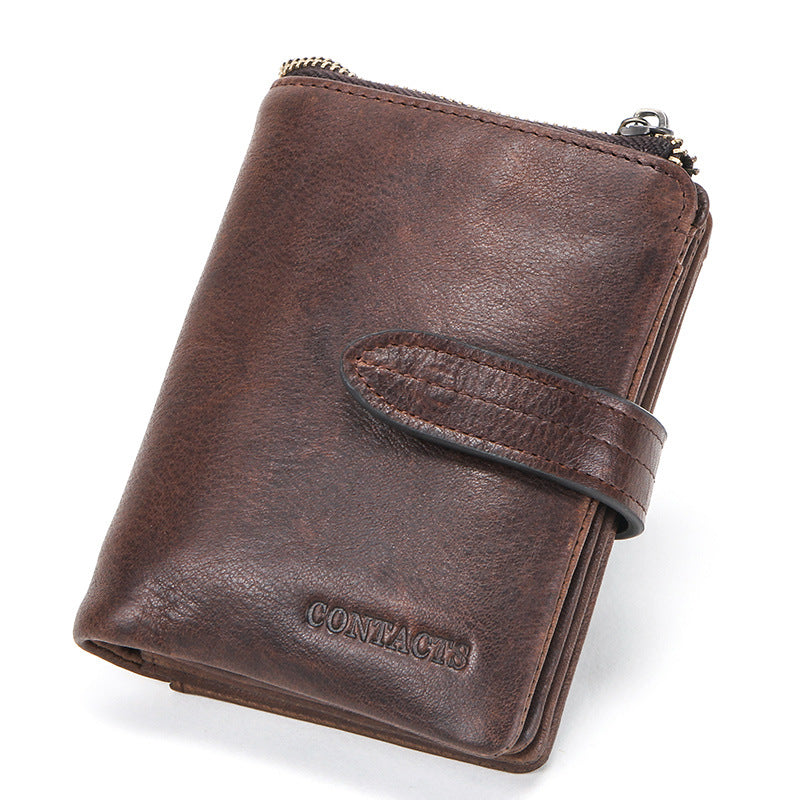 Men's Black Angel Swiping Crazy Horse Cowhide Men's Wallets