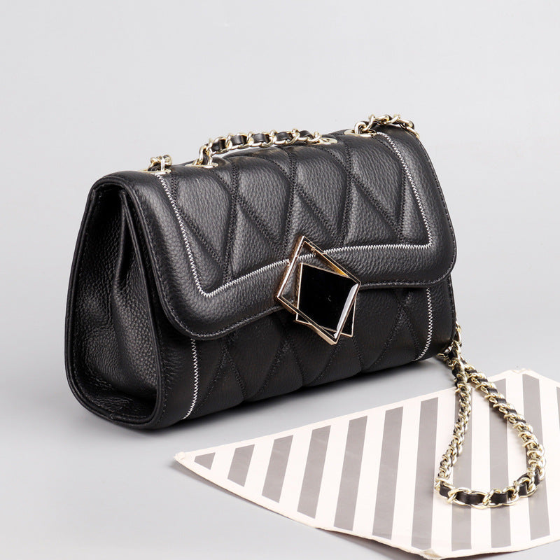 Women's Cowhide Leather Trendy Chain Fresh Sweet Shoulder Bags
