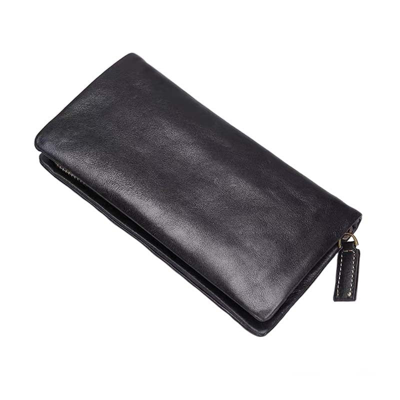 Men's Genuine Leather Vintage First Layer Long Men's Wallets
