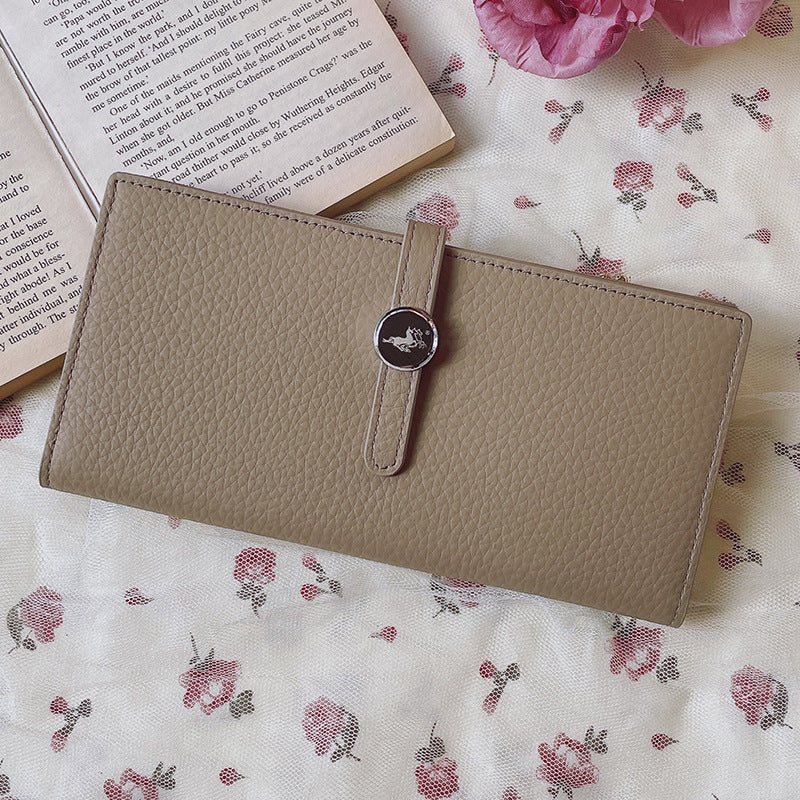 Women's Simple Genuine Cattlehide Leather Surface Multiple Ladies Wallets