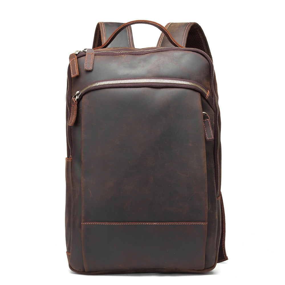 Men's Crazy Horse Leather Retro Business Large Backpacks
