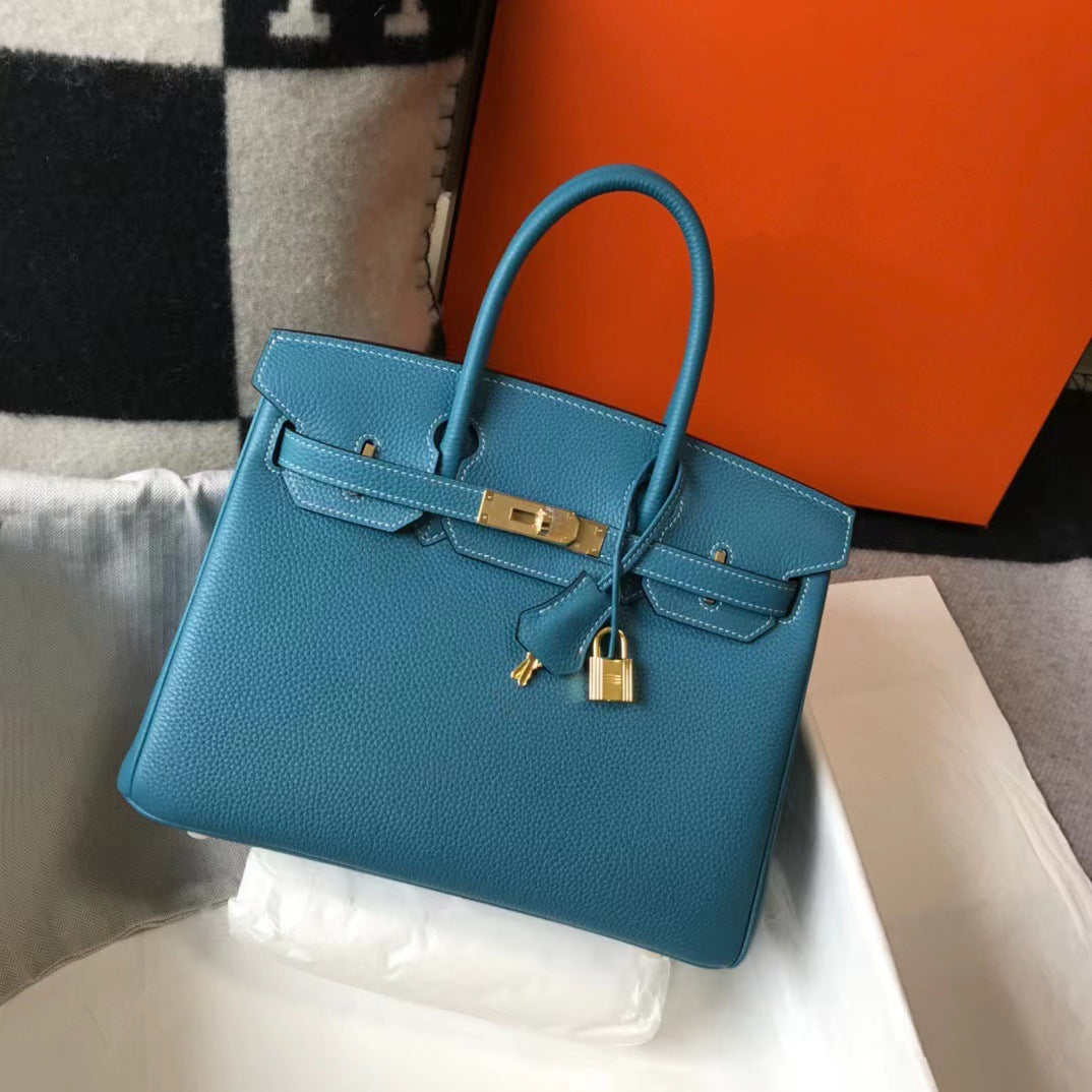 Women's Quality Genuine Leather Litchi Grain Kelly Handbags