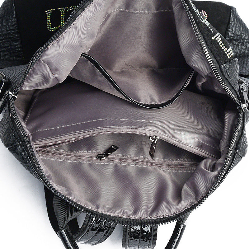 Women's Fat Bear Leather Trendy Embroidered Large Backpacks