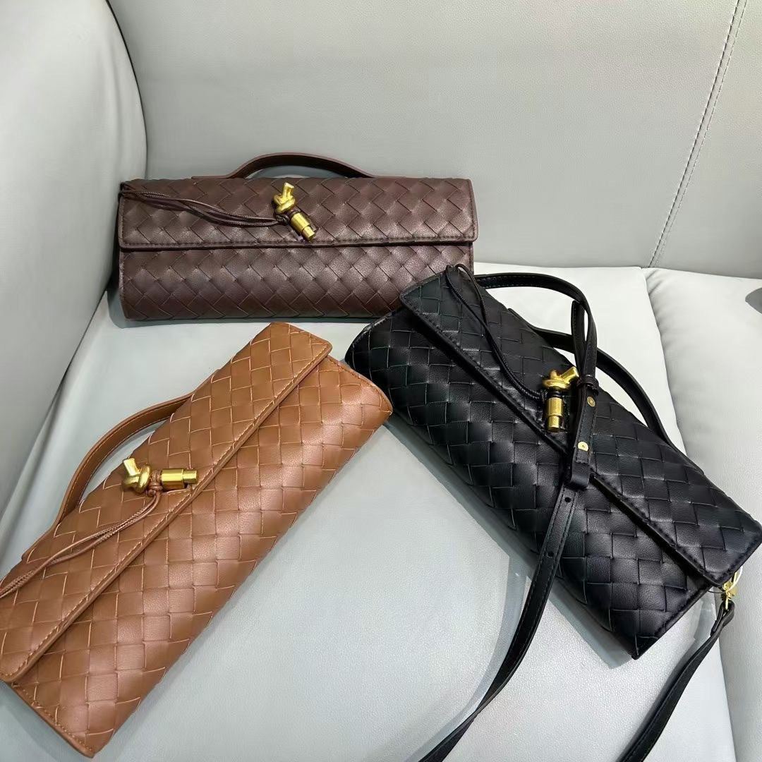 Woven Dinner Cowhide High-grade Horizontal Elegant Shoulder Bags