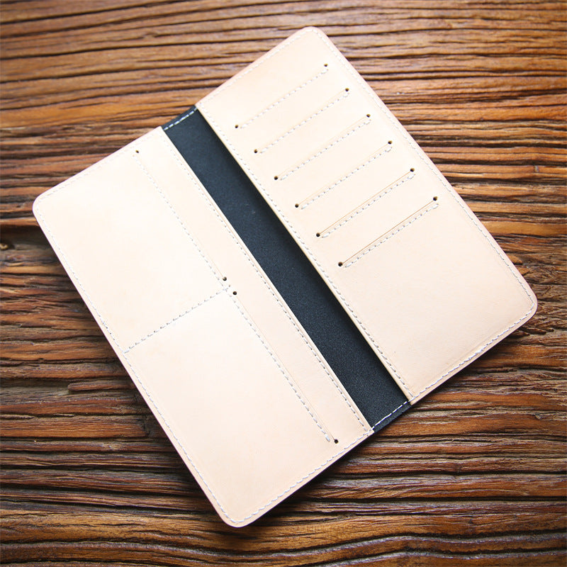 Men's Retro Long Type Italy Vegetable Tanned Leather Men's Wallets