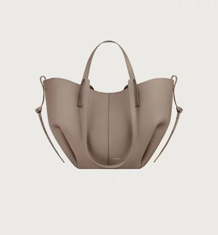 Barrel Litchi Grain Cowhide Wings Style Bags