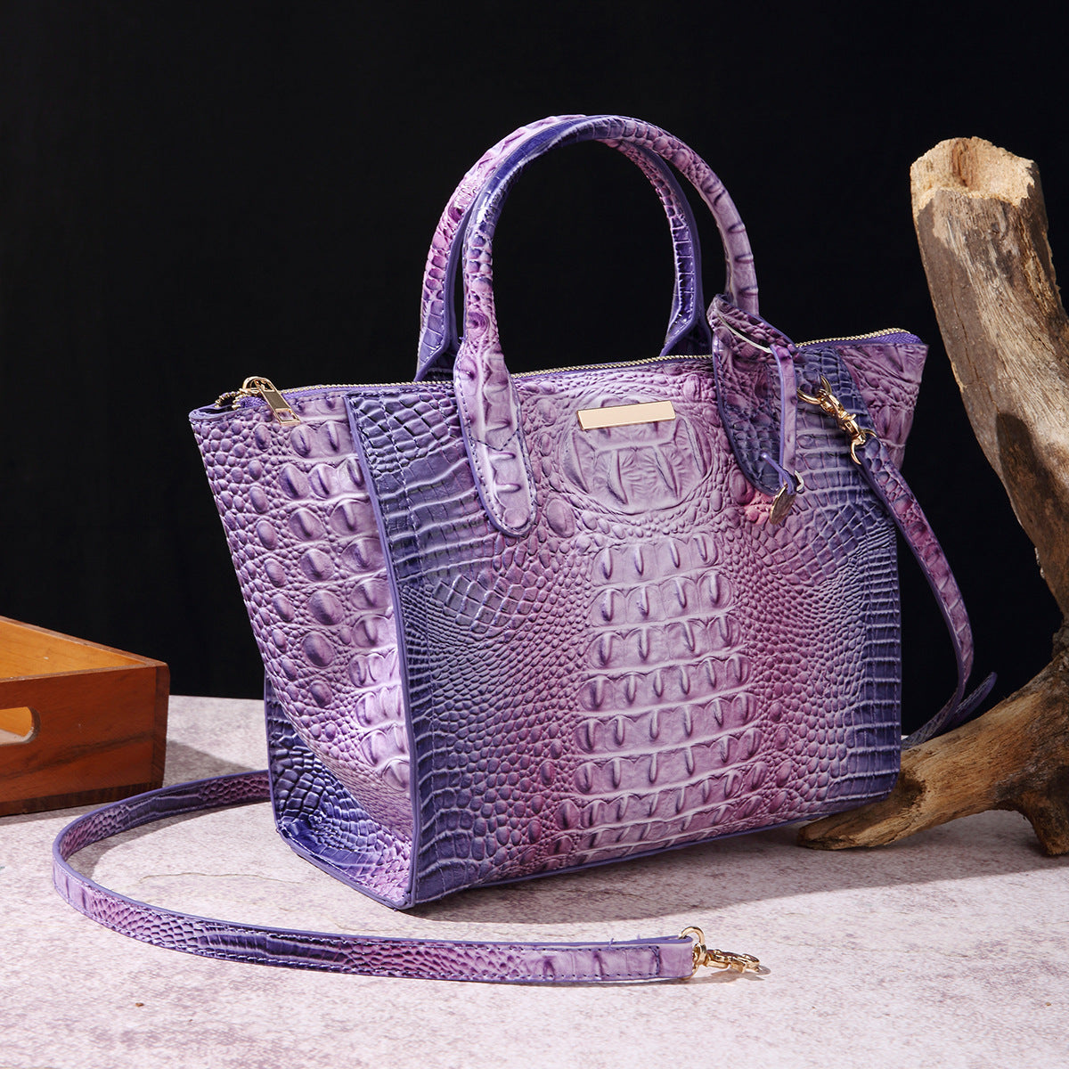 Classy Women's Crocodile Pattern Large Capacity Handbags