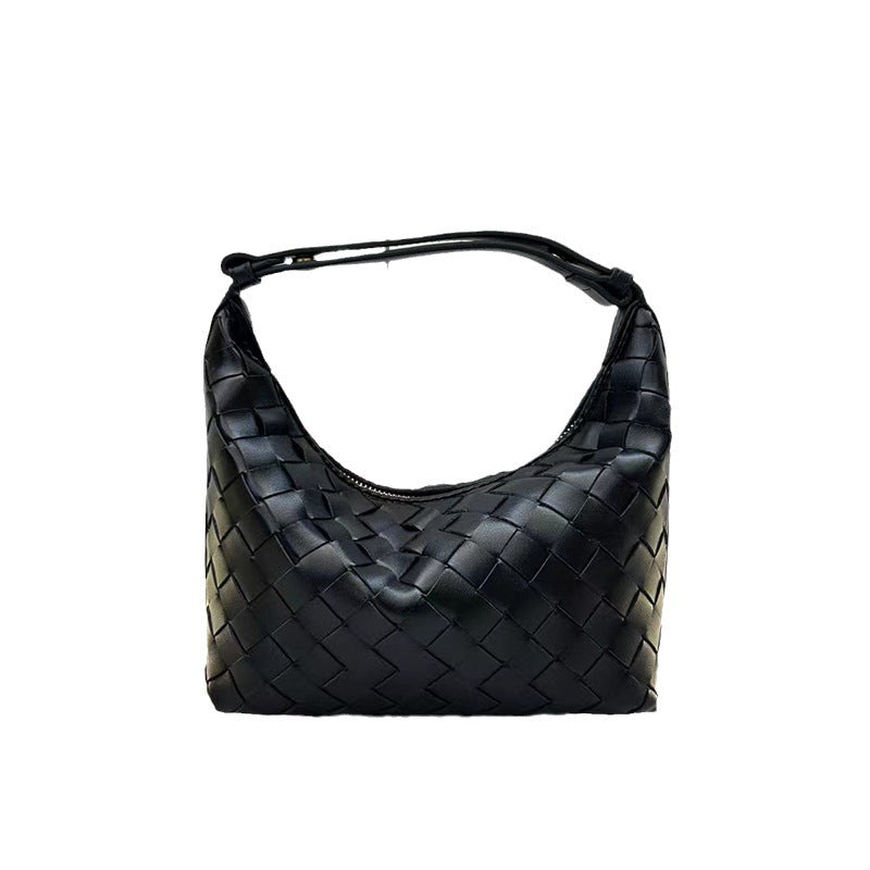 Women's Lunch Box Underarm Genuine Leather Woven Handbags