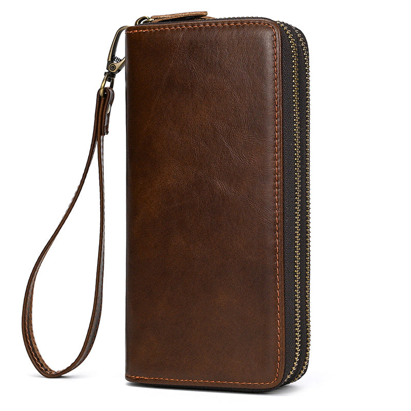 Men's Horse Leather Zipper Long Genuine Premium Men's Handbags