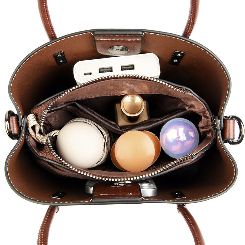 Women's Oil Wax Leather Niche Senior Large Handbags